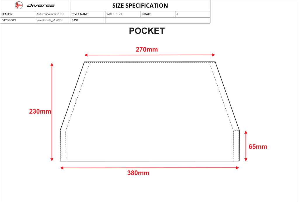 ALORA Kangaroo Pocket Specification Diagram